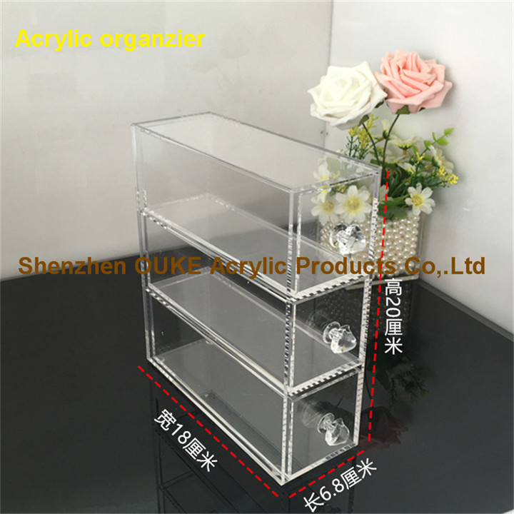 3 Drawers Acrylic Makeup Storage Organzier Clear Makeup Box.jpg