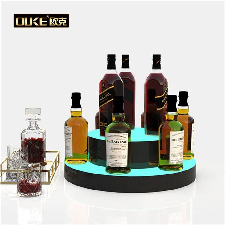 Acrylic 2 Tier Round Display Rack With LED Light