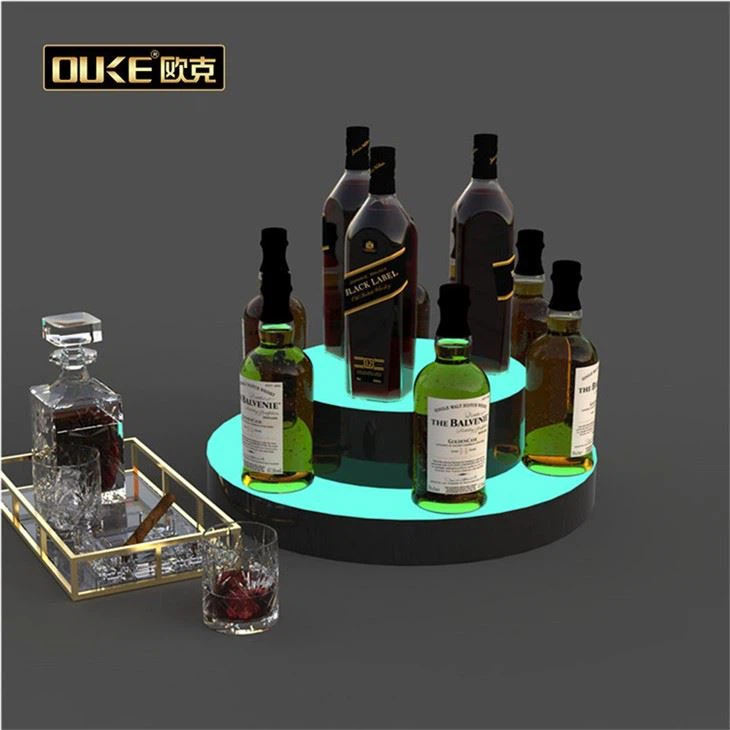 Acrylic 2 Tier Round Display Rack With LED Light