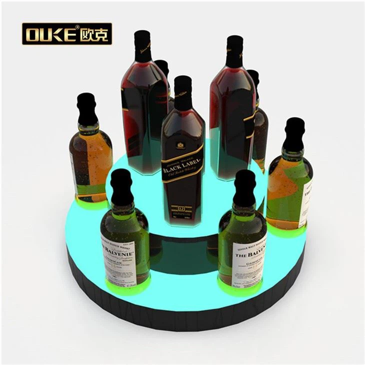 Acrylic 2 Tier Round Display Rack With LED Light